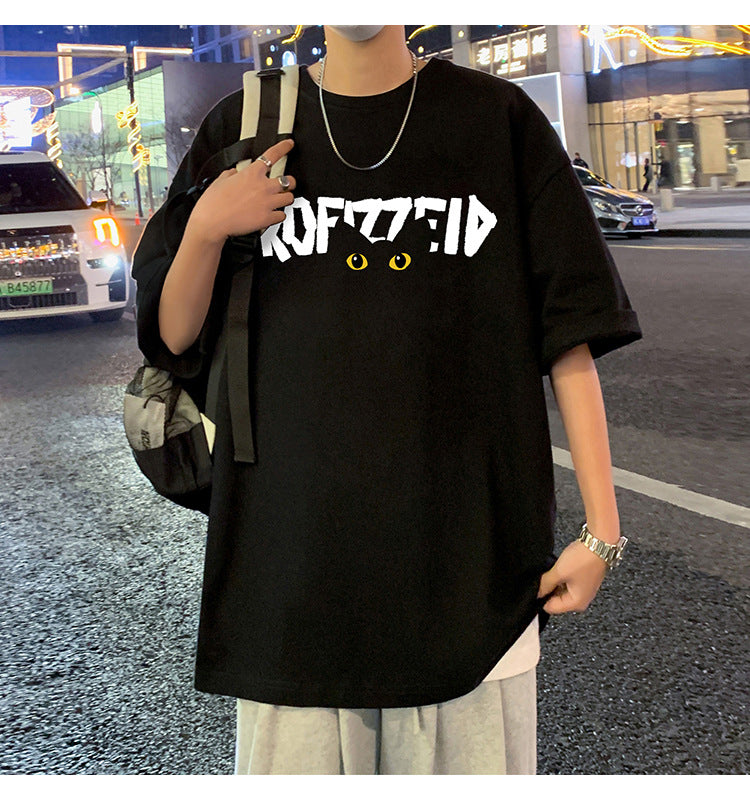 Short Sleeve T Men's Summer New Heavyweight Pure Cotton Crew Neck T-Shirt Large Size Loose Fit Men's Short Sleeve ins Fashion brand top