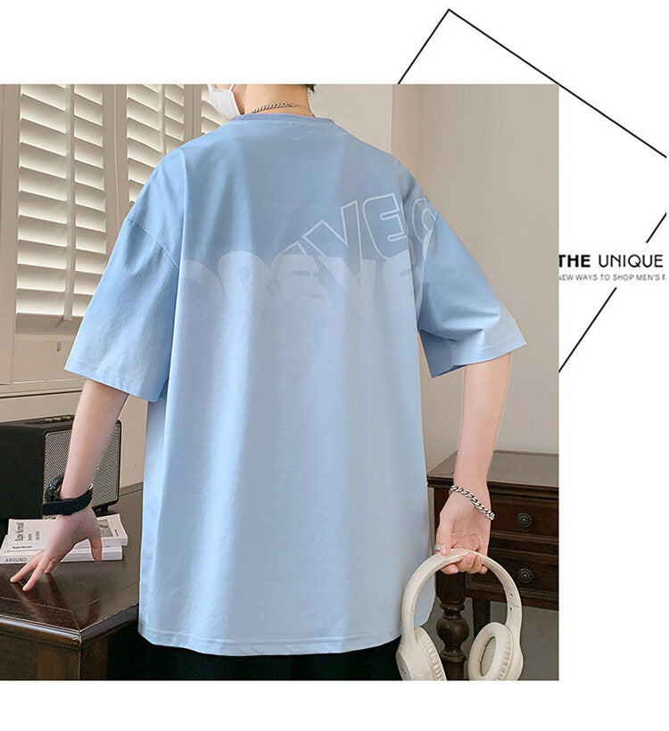 2025Summer new gradient color short sleeves t Men's Cool Loose Half Sleeve Shirt T Trendy Brand Crew Neck Casual T-Shirt