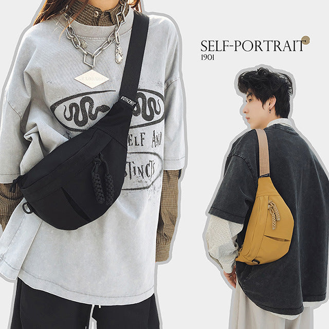 2025Summer New Simple Versatile Large Capacity Canvas Underarm Bag for Outings and Commutes, Niche Design Solid Color Chest Bag