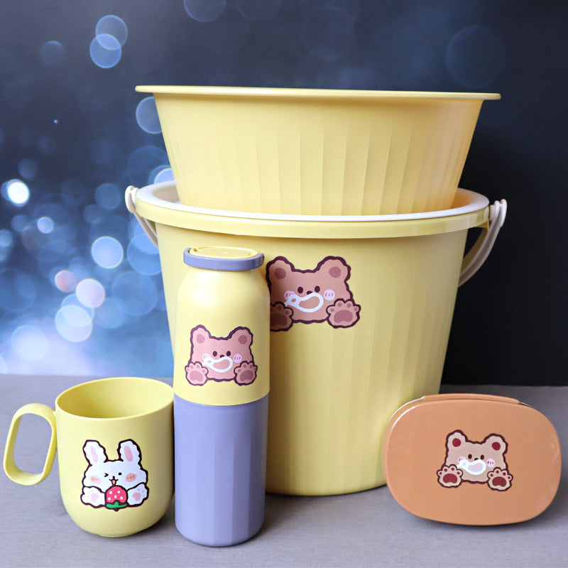 Back-to-School Season Toiletries Set Washbasin Bucket Tooth Cup Soap Dish Shoe Brush for Male and Female Students Dormitory11Set