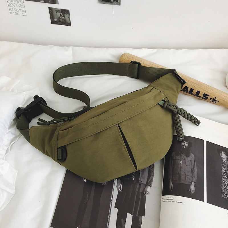 2025Summer New Simple Versatile Large Capacity Canvas Underarm Bag for Outings and Commutes, Niche Design Solid Color Chest Bag