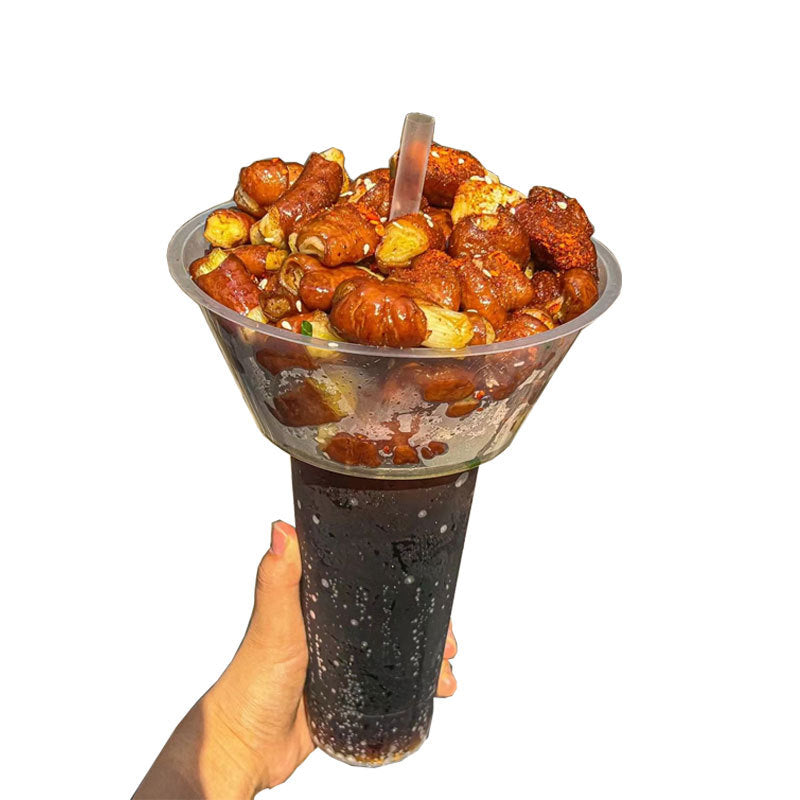 Internet Celebrity Smoking Cup Thumb Fried Bun Coke Cup Thickened Walking Hot Pot Cup Cold Drink Fruit Cup Tray Bowl Smoking Vegetable Cup