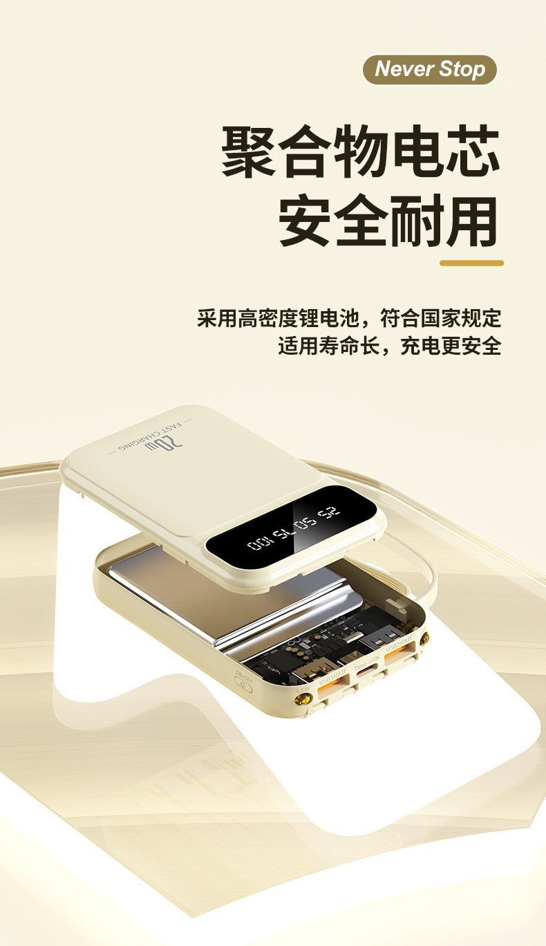 3C Certified Power Bank with Cable20000mAh large capacity portable power bank suitable for airplane use LOGO Customization