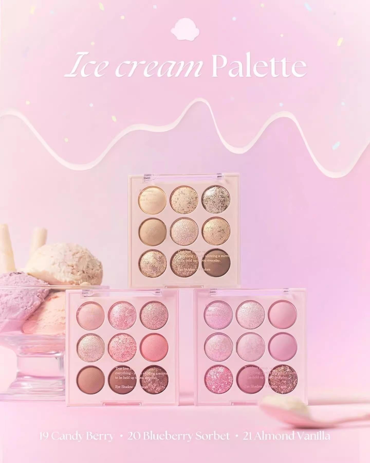 Capel Ice Cream Nine-Color Eyeshadow Palette Pearlescent Matte Rose Palette Under-eye Blush Oat Milk Tea Earth Pure Desire