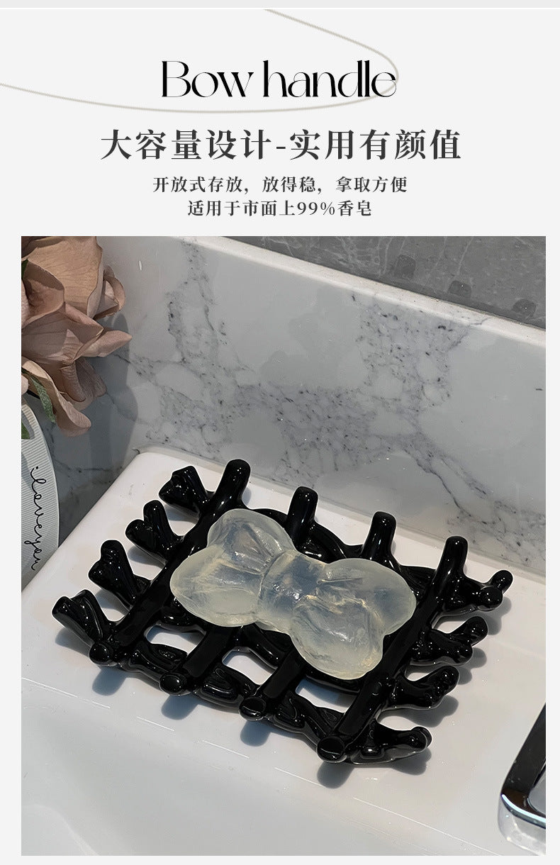 Light Luxury Soap Dish Soap Holder Ceramic Draining Rack Household High-end Bathroom Washstand Storage Artifact