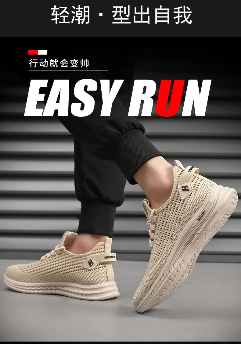 2024Wholesale Dropshipping Casual Sports Shoes Lightweight Breathable Trendy Men's Shoes Summer New Soft Sole Round Toe