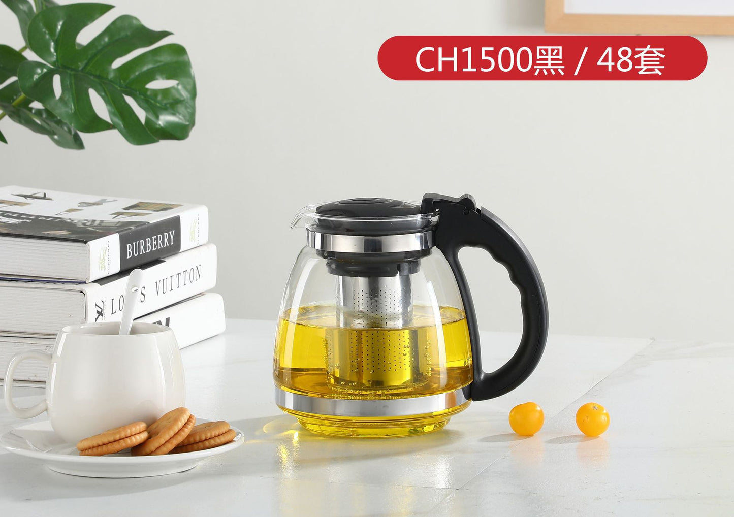 Large Capacity Glass Teapot Kung Fu Tea Brewing Pot Household Kettle Single Pot Heat Resistant Filter Tea Maker Flower Tea Tea Set