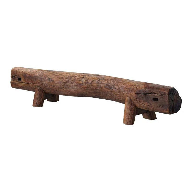 Old Elm Wood Long Bench Solid Wood Weathered Round Wood Stump Stool Old Elm Wood Long Chair Scenic Area Rest Shoe Changing Bench