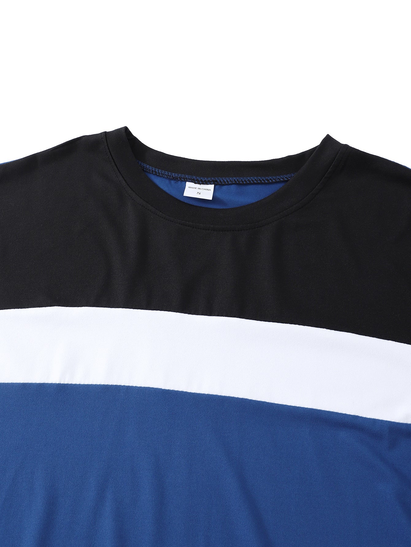 Cross-Border Trade Plus Size Autumn Winter Men's Crew Neck Long Sleeve Color Block Base Shirt Pullover Thin Long Sleeve T Men's T-shirt