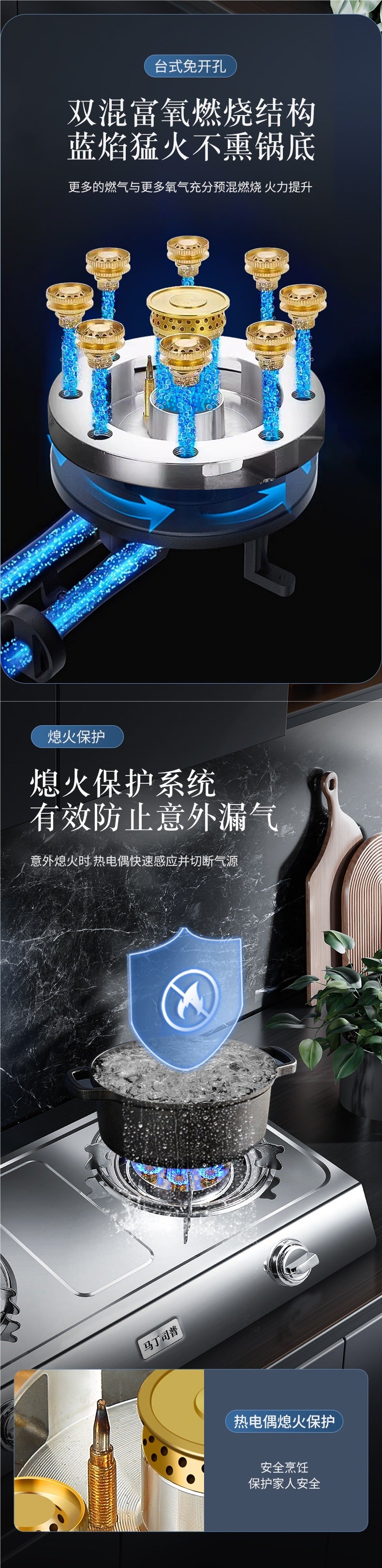 Gas Stove Double Burner Household Countertop Liquefied Gas Stove Gas Stove Natural Gas Flameout Safety Old Style Energy-saving High Heat Double Burner Stove