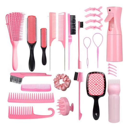 Manufacturer27Hair Washing Brush Scalp Massage Spray Bottle Dispenser Hollow Comb Styling Smooth Hair Comb Hairdressing Set