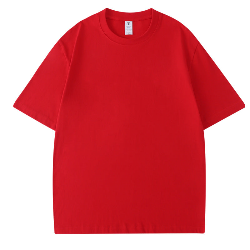 230G Men's Pure Cotton Crew Neck t Short-sleeve Drop Shoulder Cotton Workwear Printed Summer American Style oversize Men's Clothing t