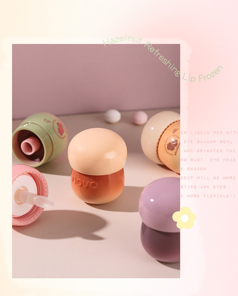 NOVO Little Mushroom Milk Jar Lip Mud Lip Jelly Velvet Matte Waterproof Lipstick Not Easy To Fade Non-stick Cup Lipstick Makeup