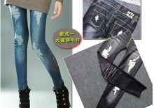 Yiwu Factory 3Color8Code tv Women's Imitation Denim Leggings Spring and Autumn High Waist Outer Wear One-piece Pants  Cross-border Women's Pants