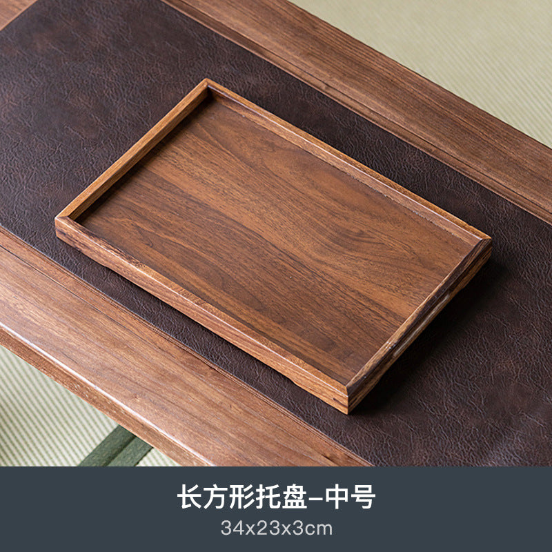 Walnut Tea Tray Minimalist Dry Tea Tray Cup Storage Tray Chinese Style Candy Dessert Fruit Tray Tea Room Tea House Wholesale