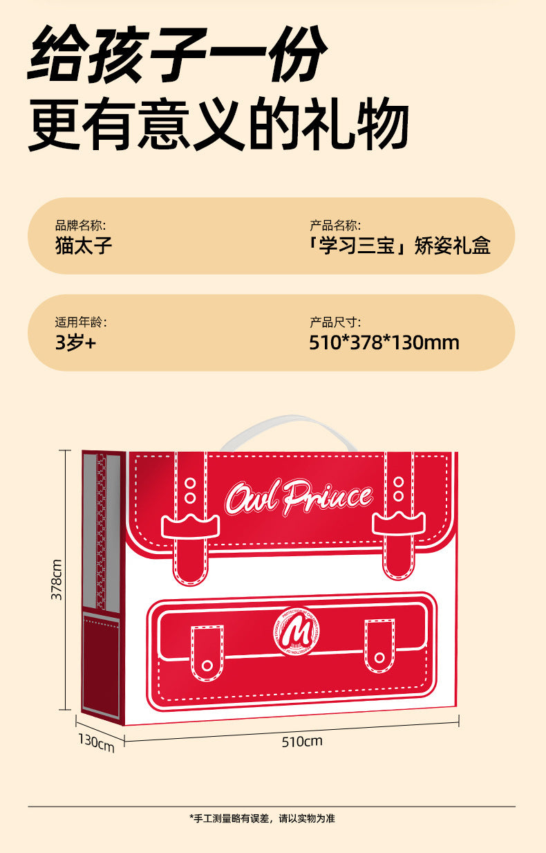 Cat Prince Learning Three Treasures Posture Correction Stationery Set Sitting Posture Correction Anti-Hook Wrist Pen Holding Aid Student Gift Box