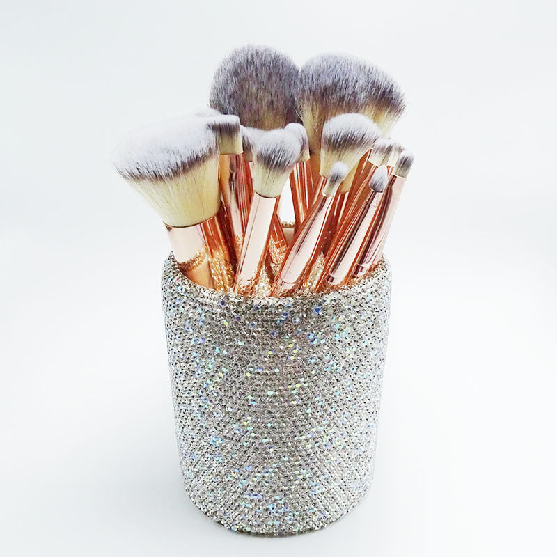 Foreign Trade New22Makeup Brush Set18Makeup Brush with Rhinestones Beauty Tool Contour Brush with Rhinestones