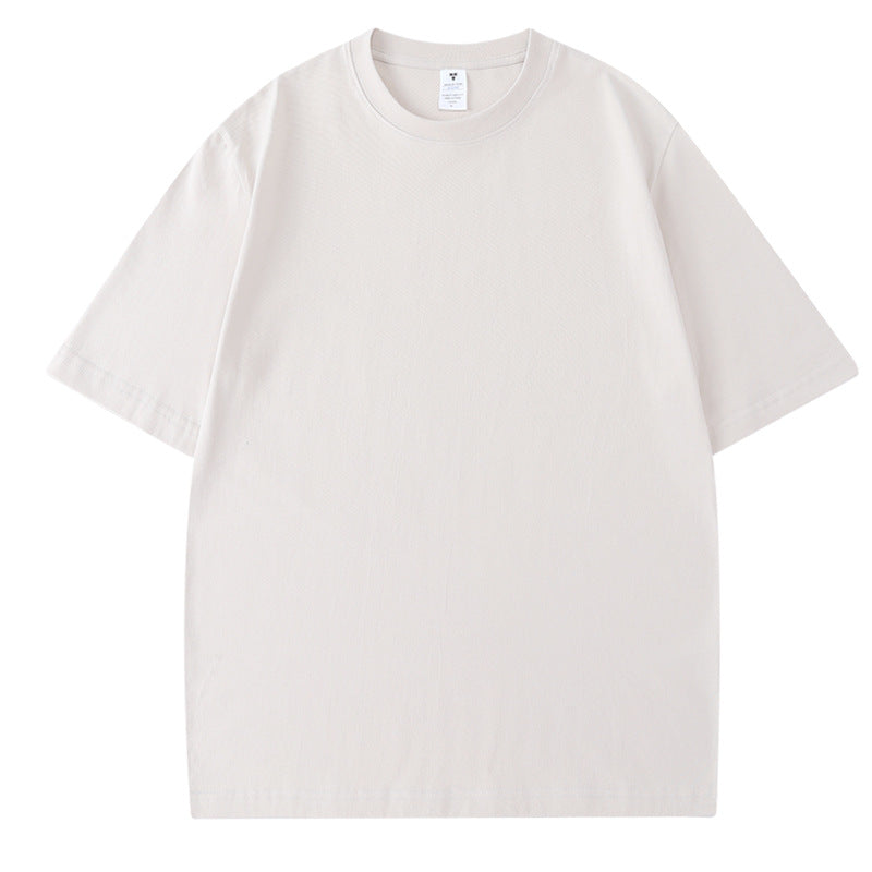 230G Men's Pure Cotton Crew Neck t Short-sleeve Drop Shoulder Cotton Workwear Printed Summer American Style oversize Men's Clothing t