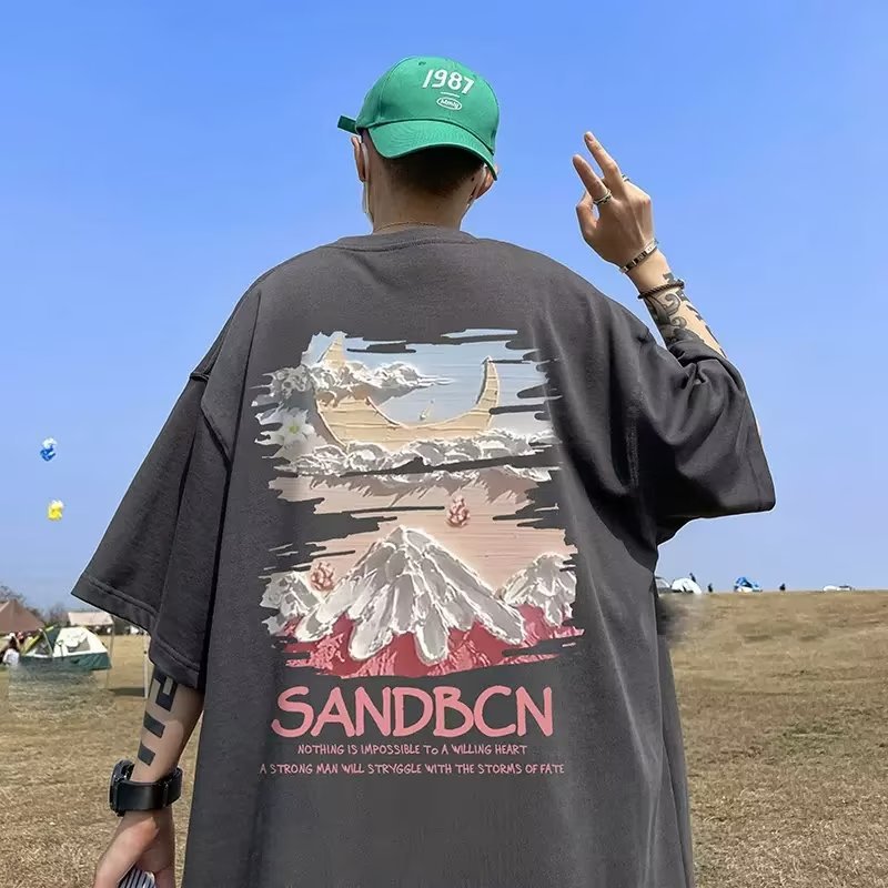 Summer New Short Sleeve Loose t T-shirt Men Fashion Brands Casual Half Sleeve Trendy T-shirt Bottoming Shirt Half Sleeve Shirt