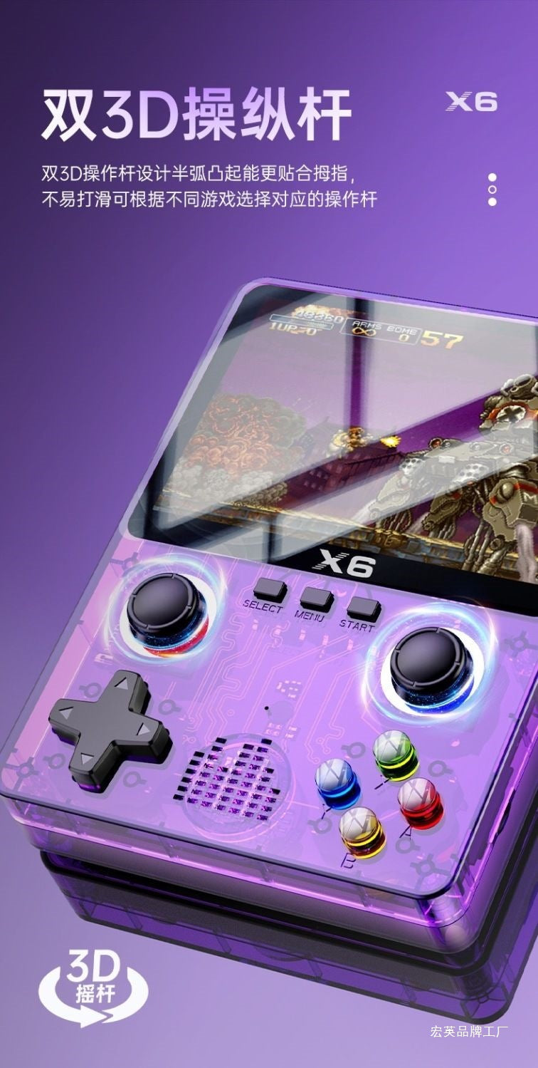 2025New handheld game console cyberpunk style transparent game console GBA Nostalgia SFC Rechargeable Large Screen Handheld Game Console