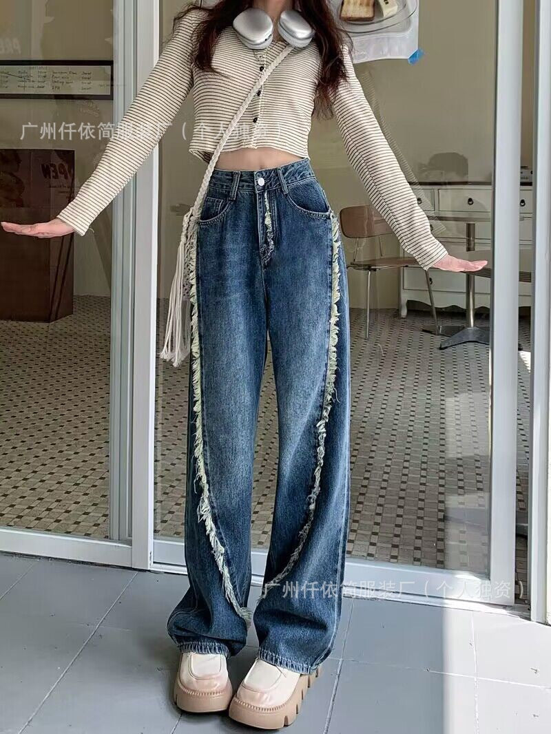 Xintang Jeans2025New Style Flared Versatile Petite High Waist Slim Fit Straight Leg Jeans Wholesale