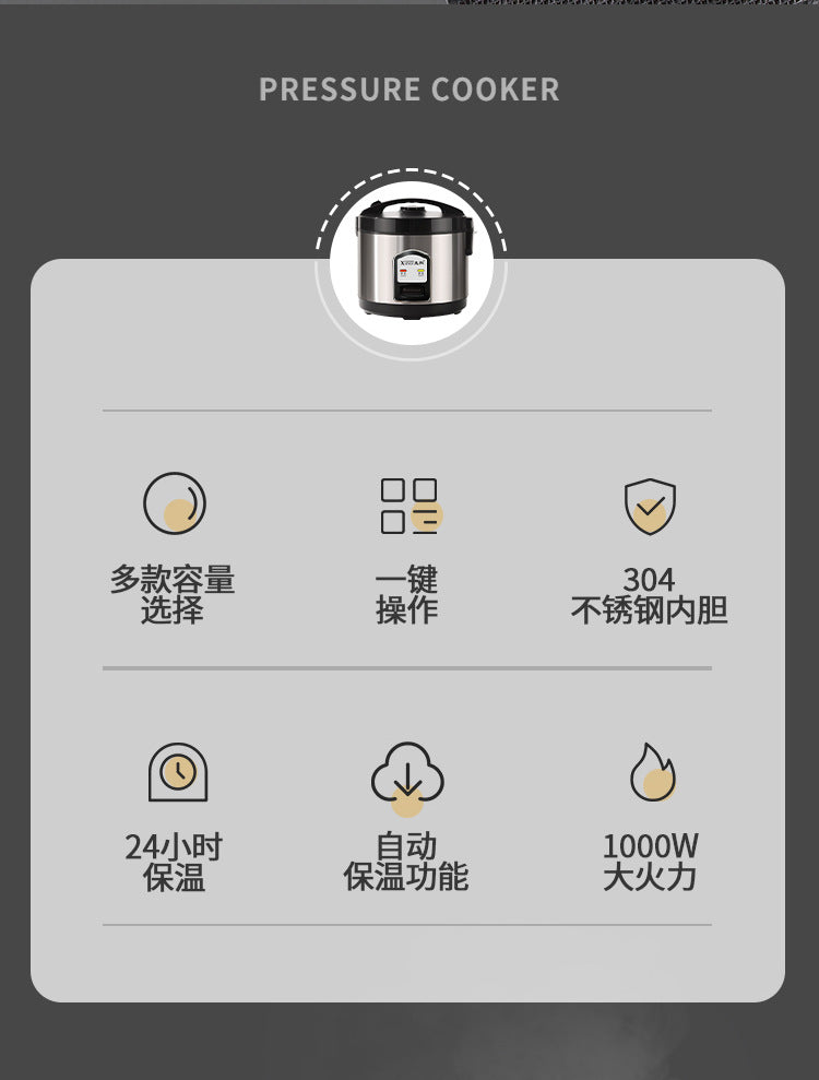 Mini Rice Cooker3-4Small Rice Cooker1-2People304Stainless Steel Food Grade Inner Tank Household Old Style5-6