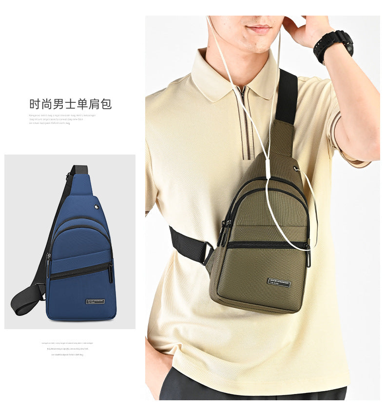 Silk Chest Bag Autumn New Large Capacity Casual Men's Bag Lightweight Simple Water-Resistant Oxford Cloth Crossbody Backpack