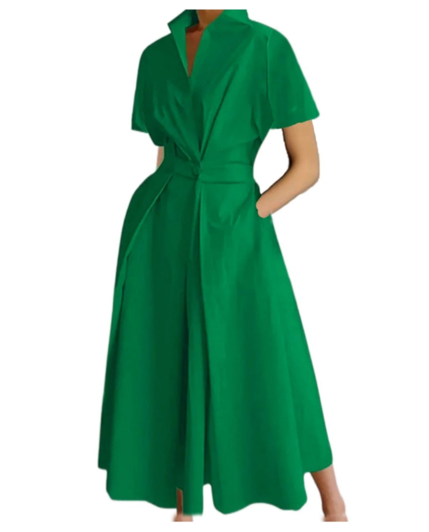 Cross-border New Style Foreign Trade Medieval Retro Plus Size Fashion POLO Loose Collar Wide Hem Women's Dress Wholesale