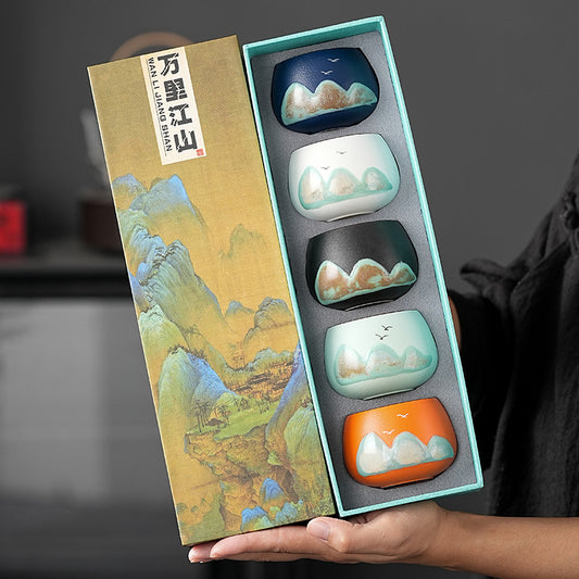Tea Cup Ceramic Master Cup Personal Single Cup National Trend Forbidden City Cultural Creative Retro Hand-painted Tasting Cup Gift Box Set Souvenir