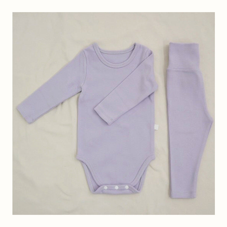 Baby Romper Spring and Autumn a High-Waist Belly Protection Pants Set Baby Spring and Autumn Triangle Romper Bodysuit Jumpsuit