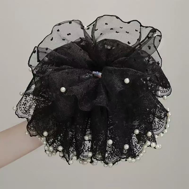 Chloris, the Goddess of Flowers~Super Fairy Pearl Lace Hair Tie New Extra Large French Gentle Atmosphere Travel Hair Rope
