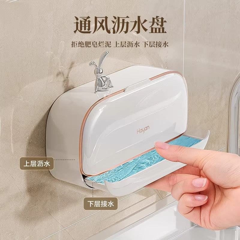 Cross-Border Hot-Selling Soap Holder Wall-Mounted Light Luxury Soap Holder Rack No-Drill Soap Box Draining Laundry Soap Box Convenient