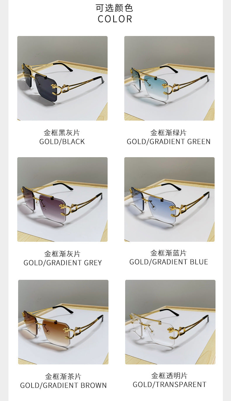 European and American Cross-Border Hot-Selling Double-Beam Edge-Cut Sunglasses for Men Wholesale Trendy Personality Sunglasses for Women sunglasses