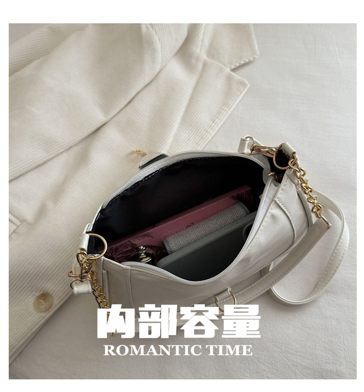French Design Glossy Women2025Summer New Trendy Fashionable Elegant Single Shoulder Underarm Handbag for Women