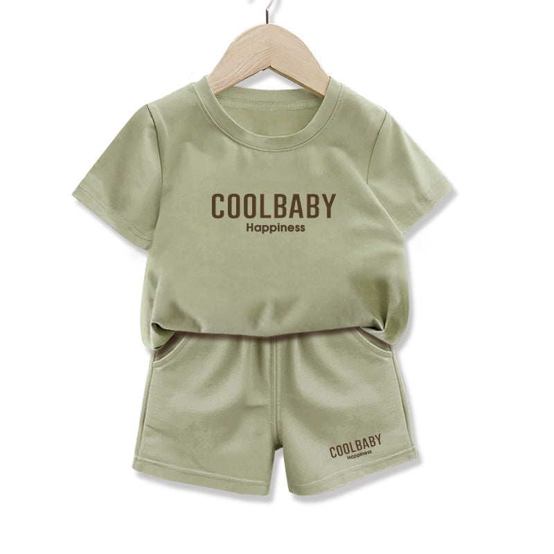 Boys and girls short sleeve t T-shirt Suit2025Summer New Baby Sports Two-Piece Set Fashionable Children's Clothing8