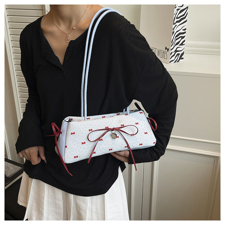 Korean Style High-Value Bowknot Bag for Women2025Summer New Single Shoulder Underarm Bag Fashion Polka Dot Handheld Small Bag for Women