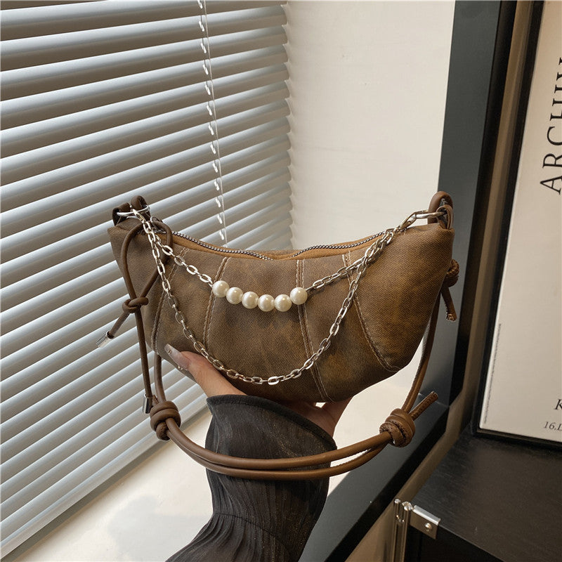French Niche Ox Horn Bag for Women Shoulder Bag2025New Fashion Dumpling Bag Versatile Simple Crossbody Bag Export