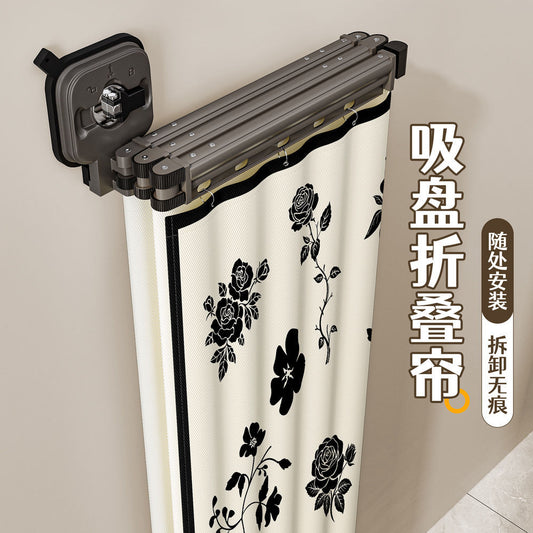 Thickened Invisible Folding Shower Curtain Rod Home Quick-Dry Bath Partition Curtain Bathroom Waterproof Cloth Dry-Wet Separation Shower Curtain