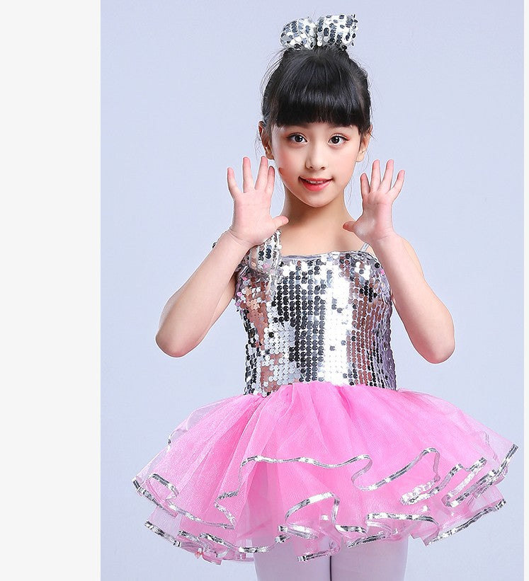 Kindergarten Performance Costume Children's Day Dance Costume for Girls Puffy Tulle Skirt Children's Jazz Dance Sequin Performance Dress