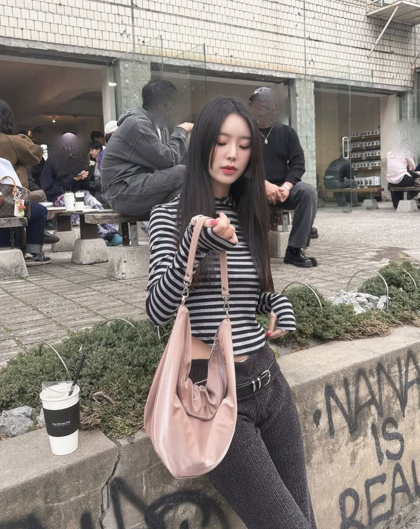 Pre-Sale】2025New Autumn Korean Dongdaemun Tian Xiwei Same Style Striped Hooded Sweatshirt TS16771