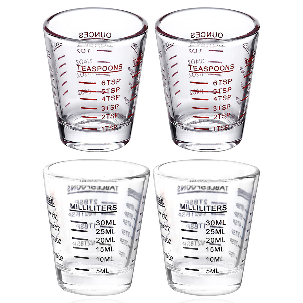 Wholesale Glass Small Round Cup Espresso Cup Double Measurement Baking Coffee Extraction Cup Thickened Liquor Cup Ounce Cup