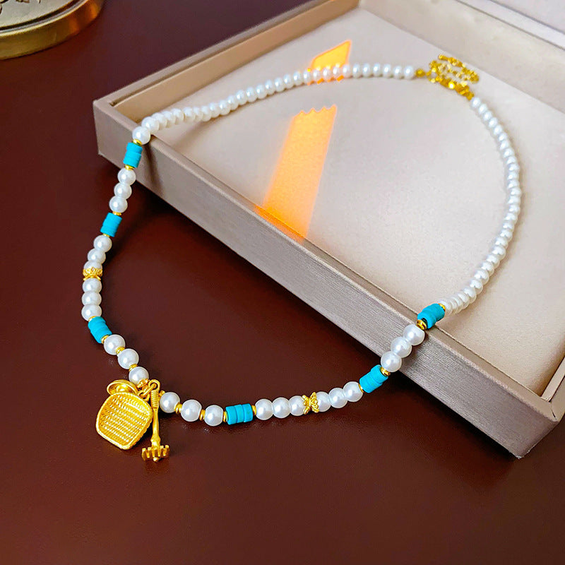 Baroque Freshwater Pearl Necklace Simple Elegant Colorful Beaded Collarbone Chain Niche Light Luxury High-End Sense Necklace for Women