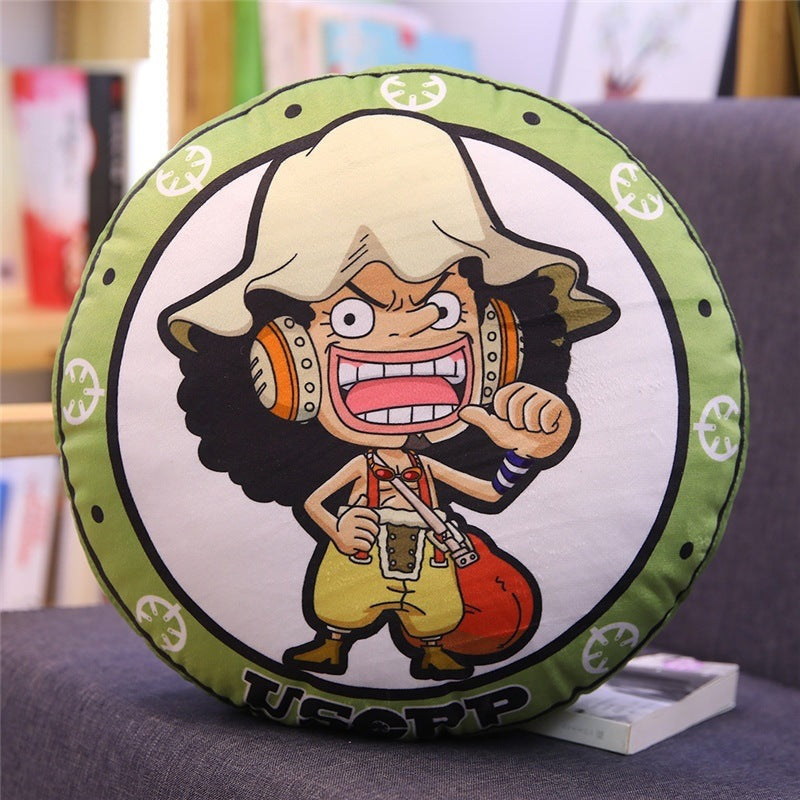 New One Piece Round Pillow Anime Merchandise Luffy Chopper One Piece Double-Sided Print Nap Cushion In Stock
