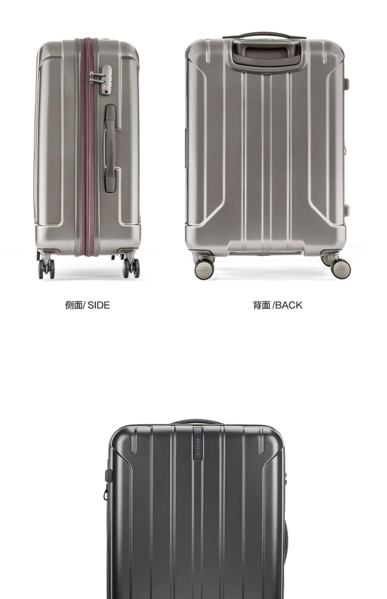 Samsonite NIAR Series Fashion Vertical Striped Wear-resistant Non-slip Travel Suitcase AY8Expandable Four-Wheel Trolley Case