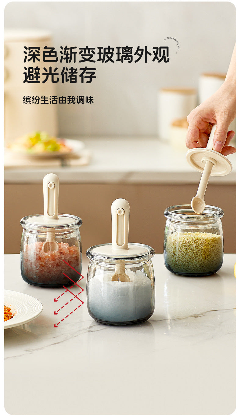 Adjustable Glass Seasoning Bottle Sealed Integrated Moisture-Proof Kitchen Seasoning Bottle Household MSG Salt Jar Set