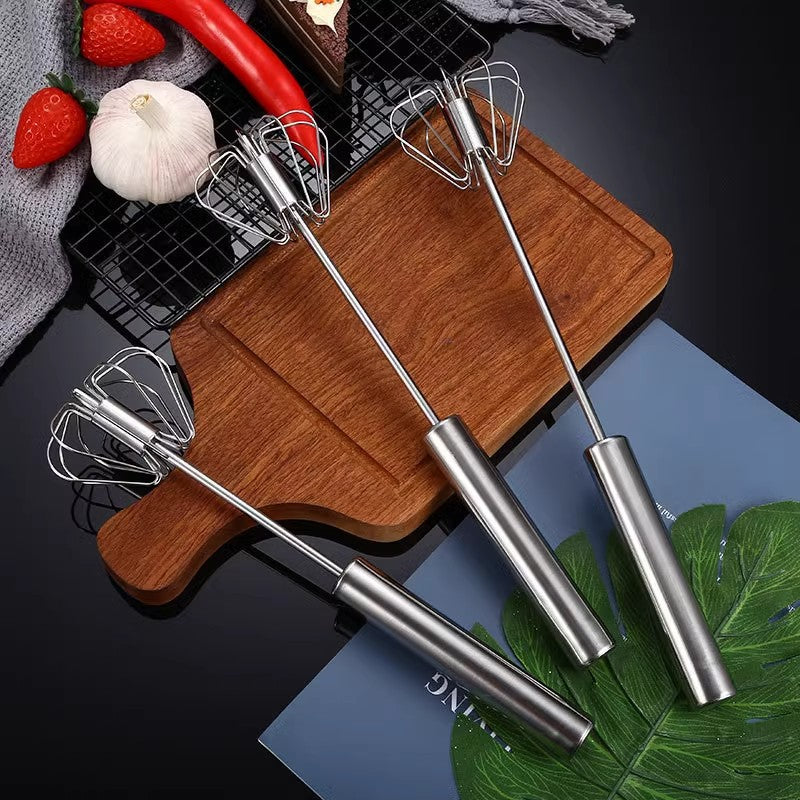 Egg Beater Stainless Steel Manual Semi-Automatic Household Egg Cream Whisk Mixer Baking Tool Plug-in Kitchen