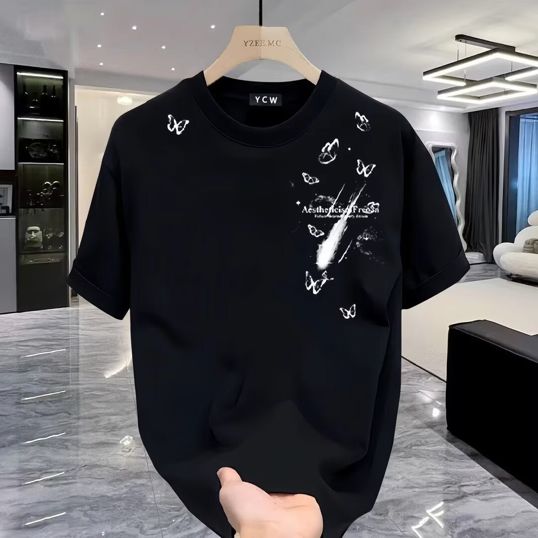 Summer new style Chinese style pure cotton men's short sleeves t Trendy Chinese Style Loose Casual Versatile Half Sleeve Top