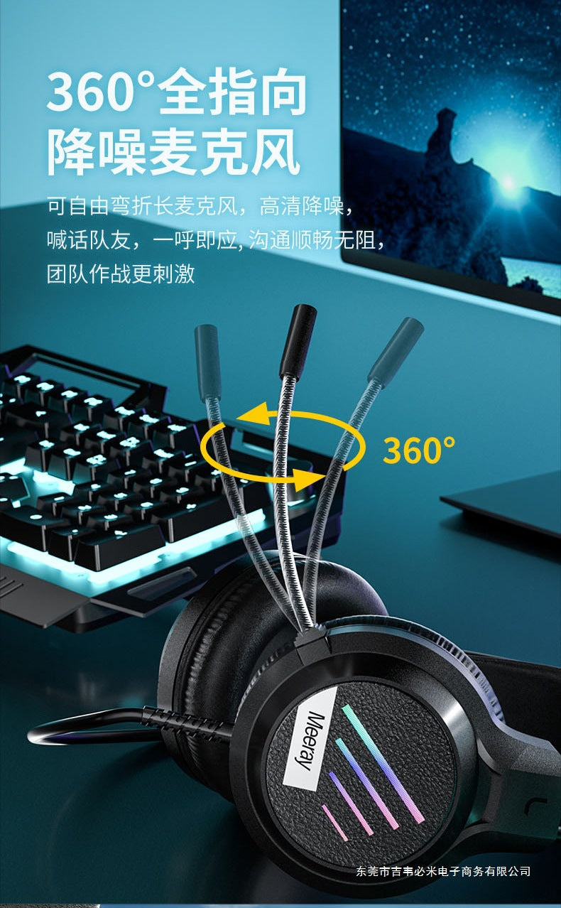 Wrangler Over-Ear Computer Headphones with Microphone Wired Desktop Gaming E-Sports Dedicated7.1Headset USB Large