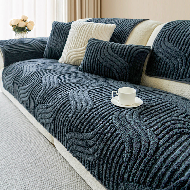 cream-style autumn and winter plush sofa Non-Slip Sofa Cover