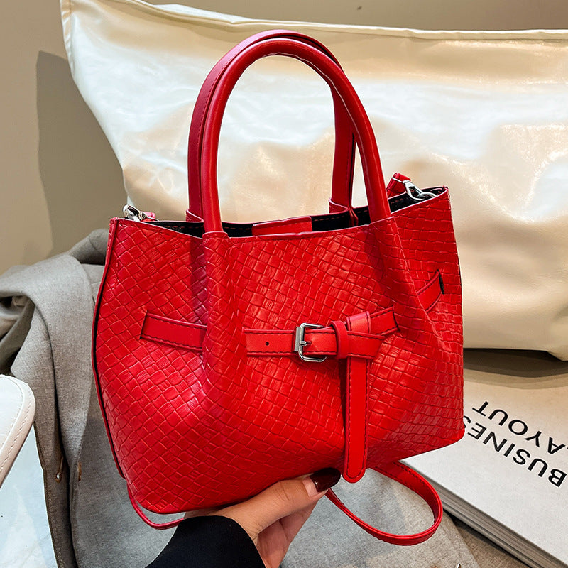 Korean style Niche Sweet Girl Handbag2025New high-end vegetable basket woven bag single shoulder crossbody bag